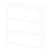 A simple line drawing of a three-shelf bookcase viewed at an angle, showing its rectangular shape and three horizontal shelves. | Supremo Exteriors