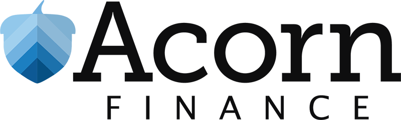 Acorn Finance logo featuring a blue acorn icon to the left of the word Acorn in bold black letters, with the word FINANCE in smaller, spaced-out letters below. | Supremo Exteriors